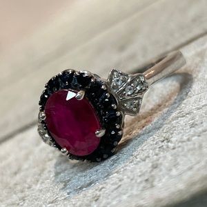 Simulated Ruby Ring Set In Sterling Silver